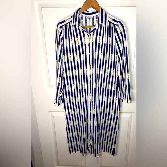 Vintage 60s Matti of Lynne Nautical Button-Down Dress – Size M, Boho, Rare - Picture 1 of 9